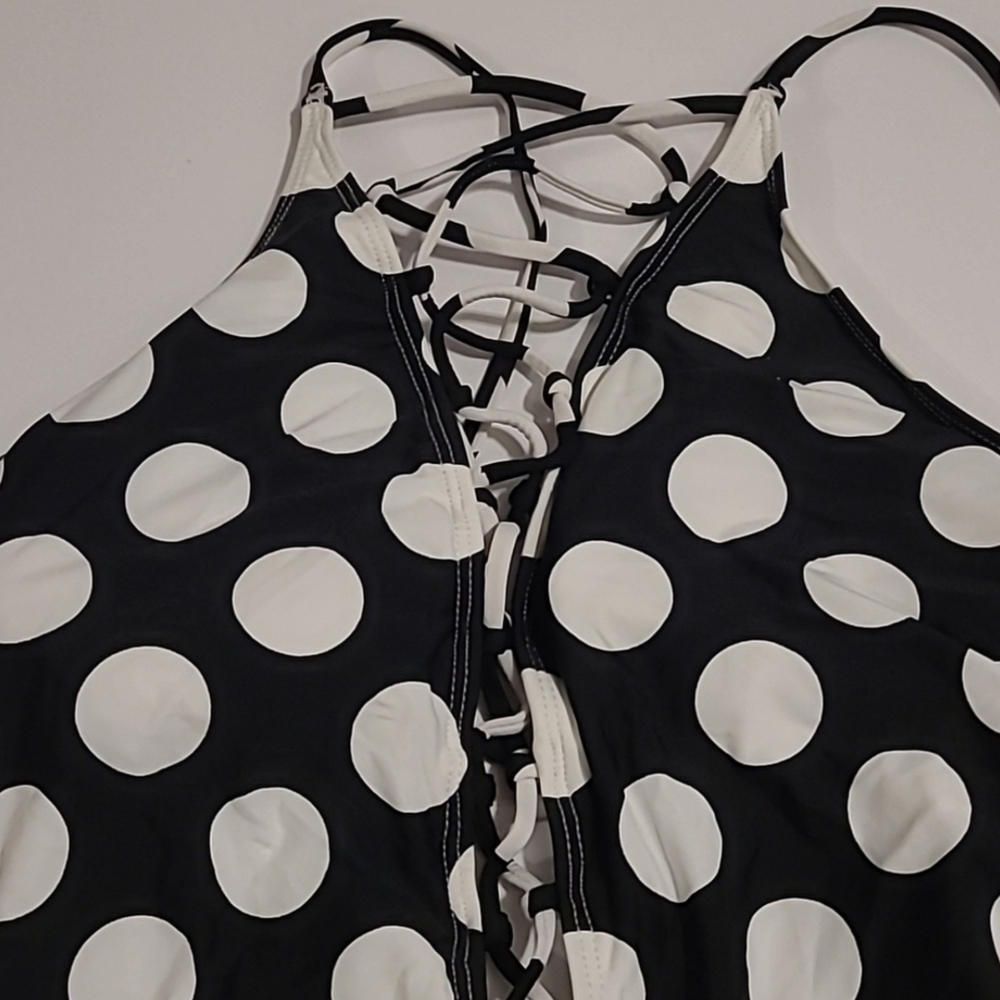 La Blanca Black and White Backless Tie Front One Piece